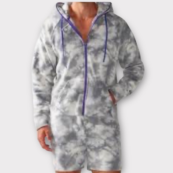 Chubbies One Piece Fleece Romper Men's XXL Gray Long Sleeve Shorts Hood Chubbsie - Picture 1 of 13